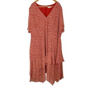 Estelle Ditzy Floral Layered Midi Dress Size 4X Orange NWOT Prairie Cottagecore